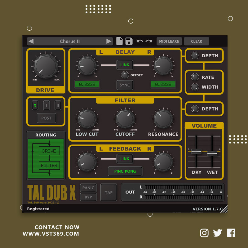 [延迟效果插件] Togu Audio Line TAL Dub X 1.8.2