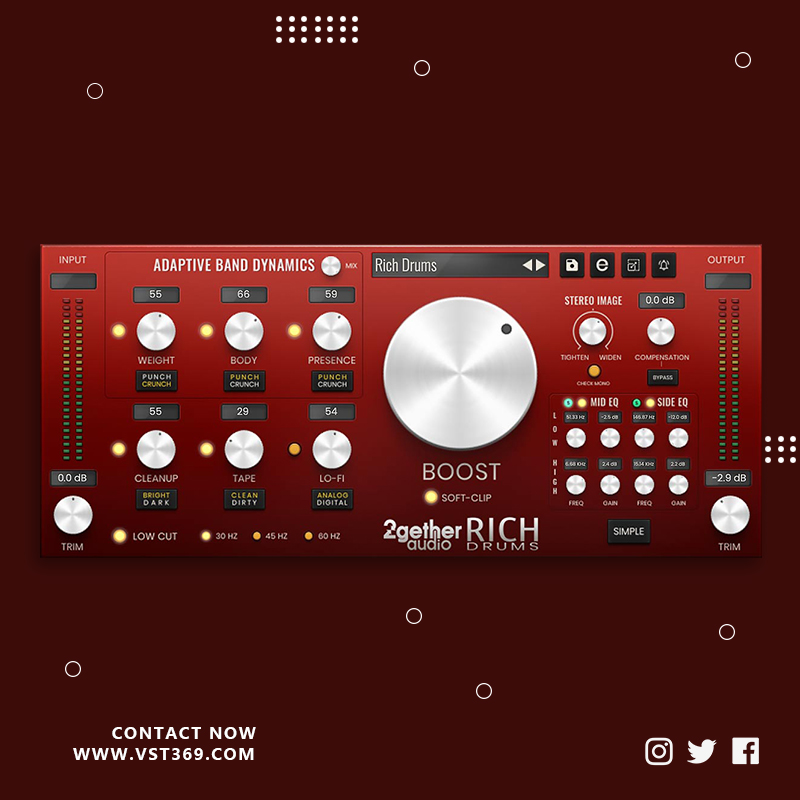 [鼓组总线动态均衡处理器]2getheraudio RICH Drums  1.0.1