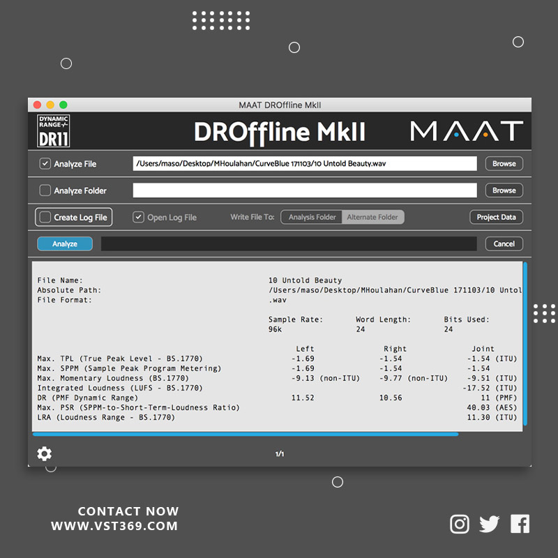 [MAAT响度测量插件] MAAT DROffline MkII  2.1.3 Incl Emulator