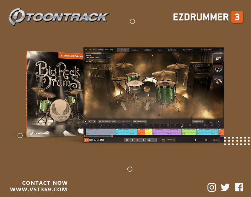 【EZ鼓音源】Big Rock Drums 硬摇滚风格架子鼓