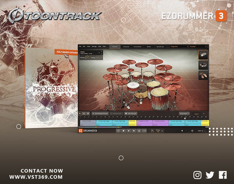 【EZ鼓音源】Progressive 金属硬摇滚风格架子鼓